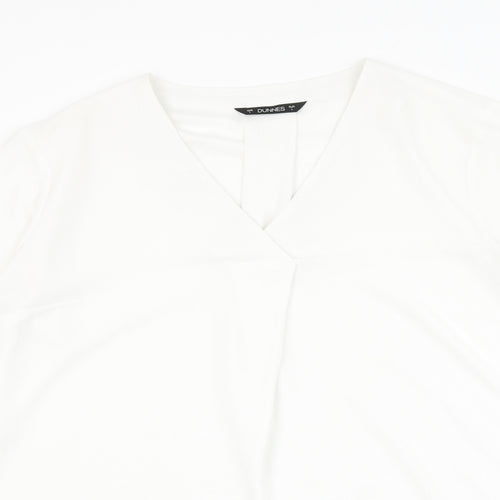Dunnes Stores Womens White  Polyester Basic Blouse Size L V-Neck