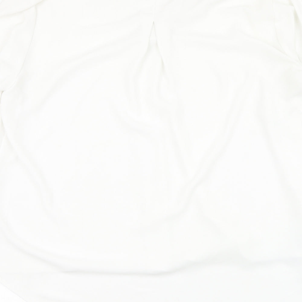Dunnes Stores Womens White  Polyester Basic Blouse Size L V-Neck
