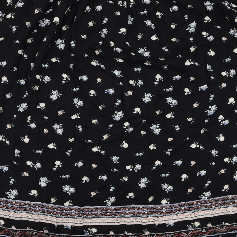 New Look Womens Black Floral Viscose Basic Blouse Size 16 Off the Shoulder