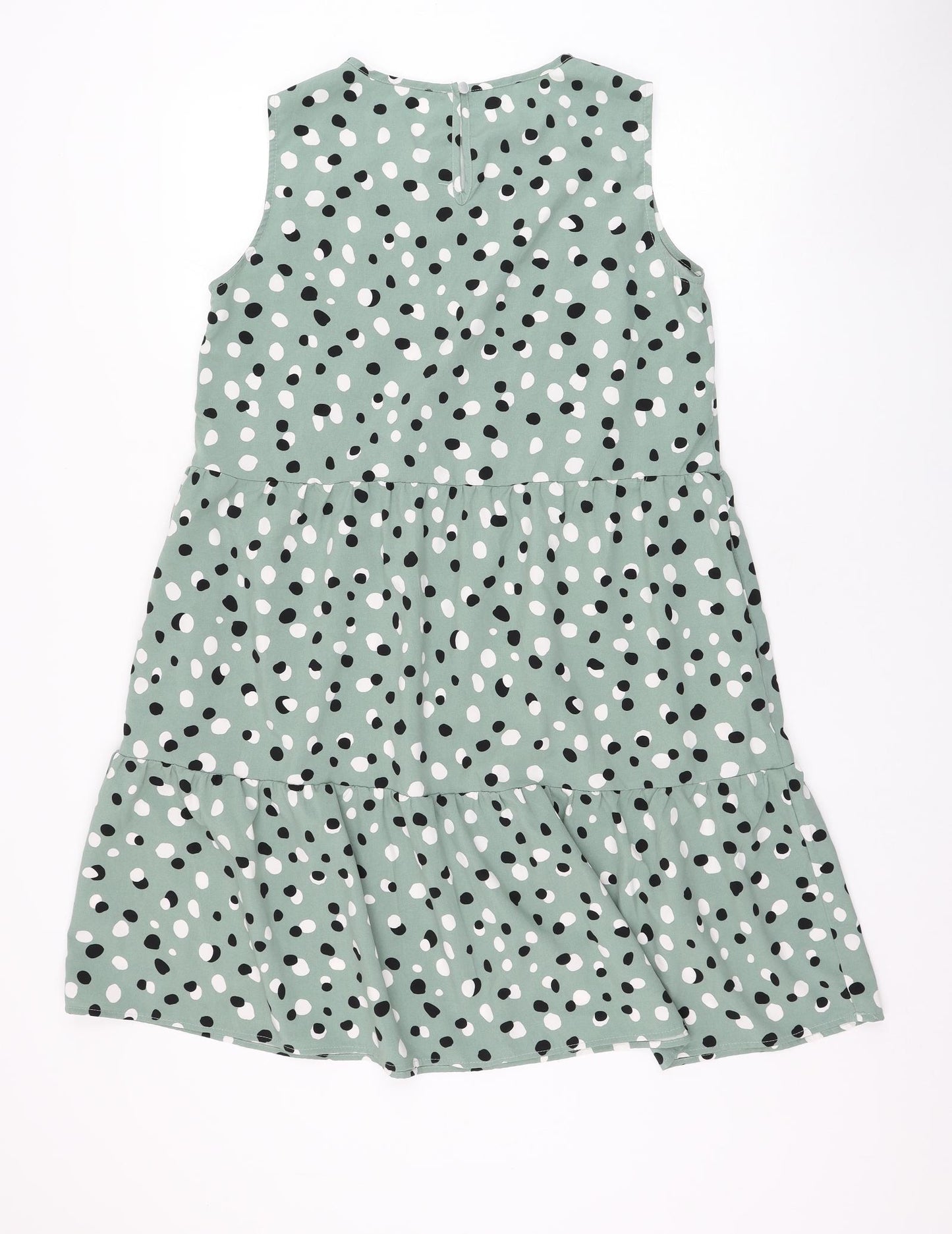 SheIn Womens Green Polka Dot Polyester T-Shirt Dress  Size 12  Round Neck Pullover