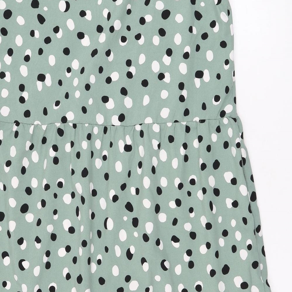 SheIn Womens Green Polka Dot Polyester T-Shirt Dress  Size 12  Round Neck Pullover