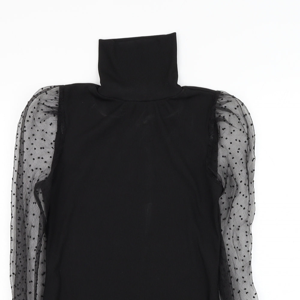 Very Womens Black  Polyester Basic Blouse Size 10 Mock Neck
