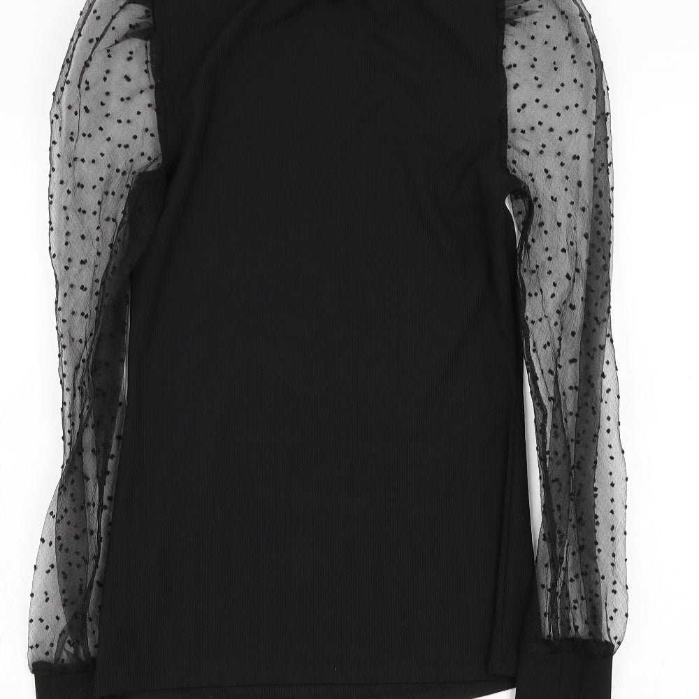 Very Womens Black  Polyester Basic Blouse Size 10 Mock Neck