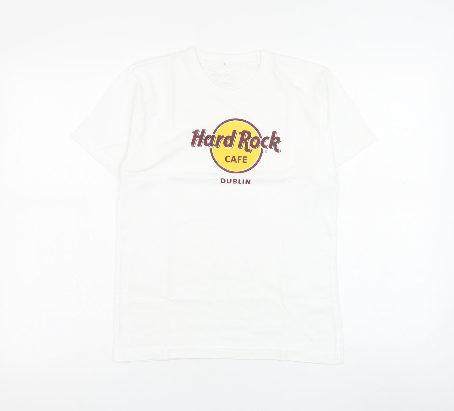 Hard Rock Cafe Womens White  Cotton Basic T-Shirt Size L Round Neck