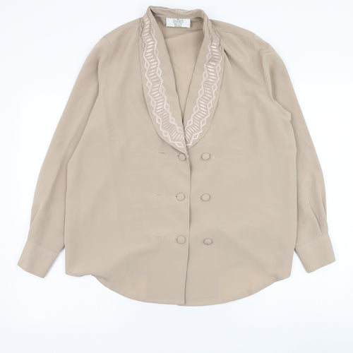 Heather Valley Womens Brown  Polyester Basic Blouse Size 12 Collared