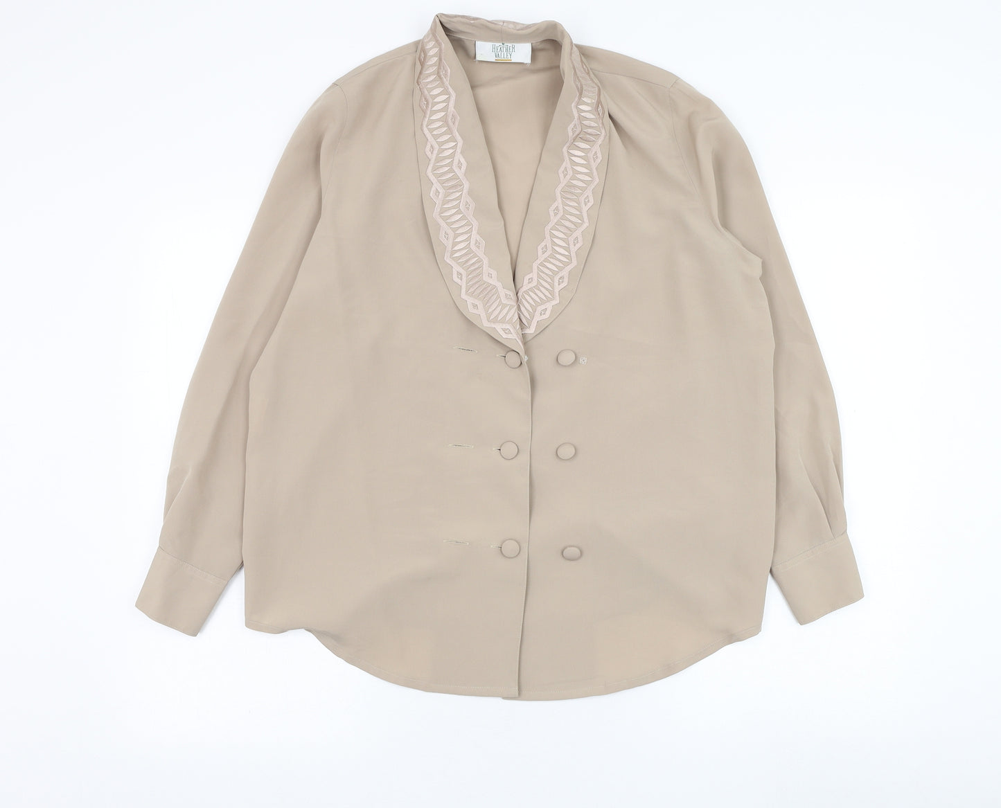 Heather Valley Womens Brown  Polyester Basic Blouse Size 12 Collared