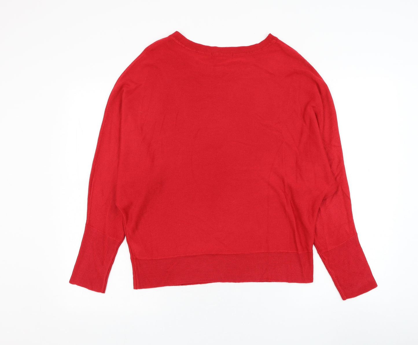 Marks and Spencer Womens Red Round Neck  Acrylic Pullover Jumper Size 12