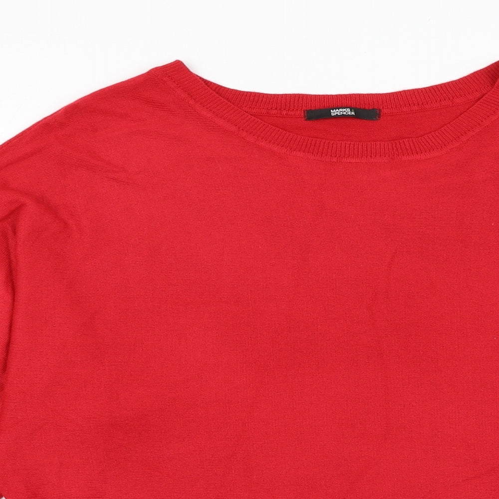 Marks and Spencer Womens Red Round Neck  Acrylic Pullover Jumper Size 12