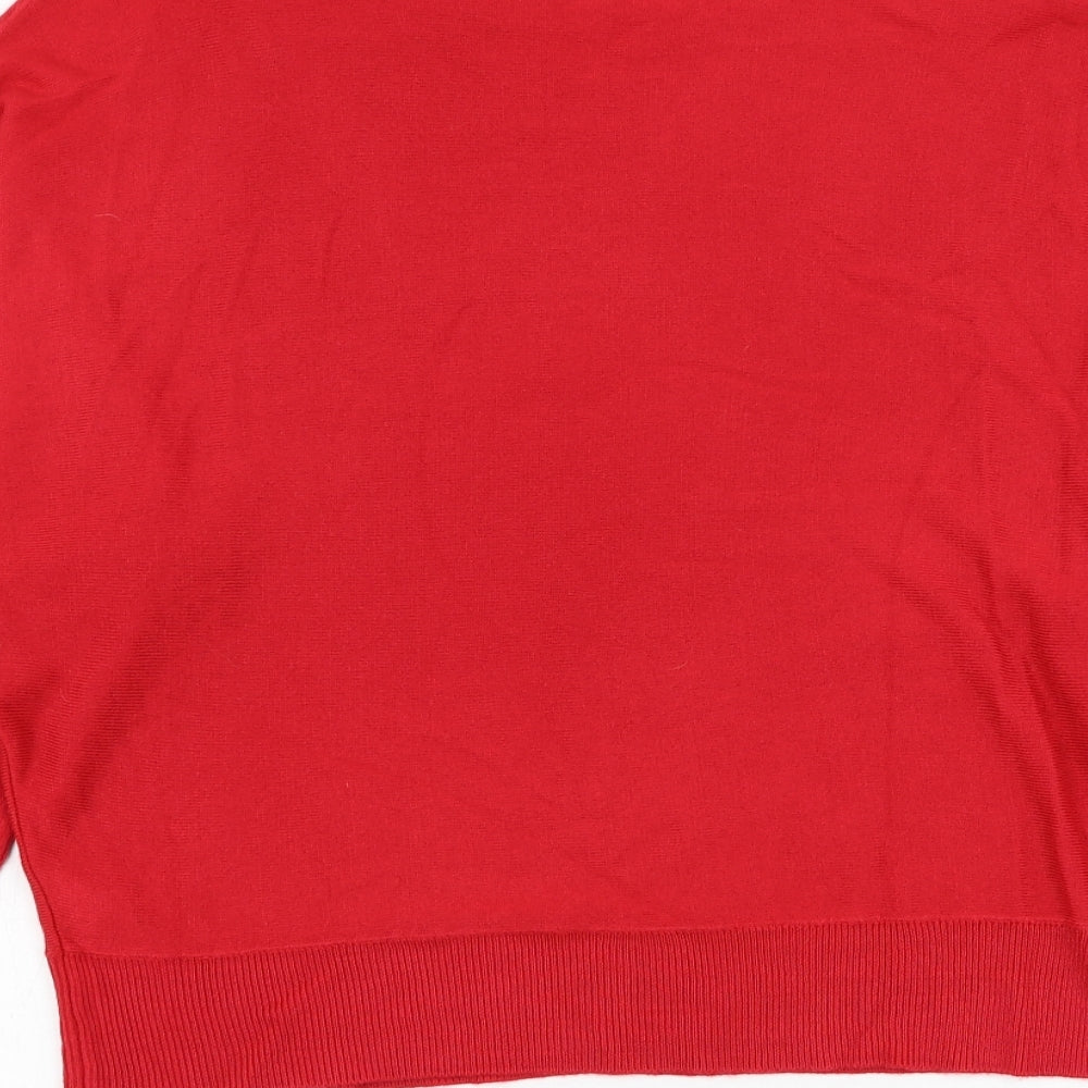 Marks and Spencer Womens Red Round Neck  Acrylic Pullover Jumper Size 12