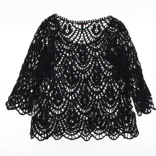 Mandi Womens Black Round Neck  Polyester Pullover Jumper Size 10