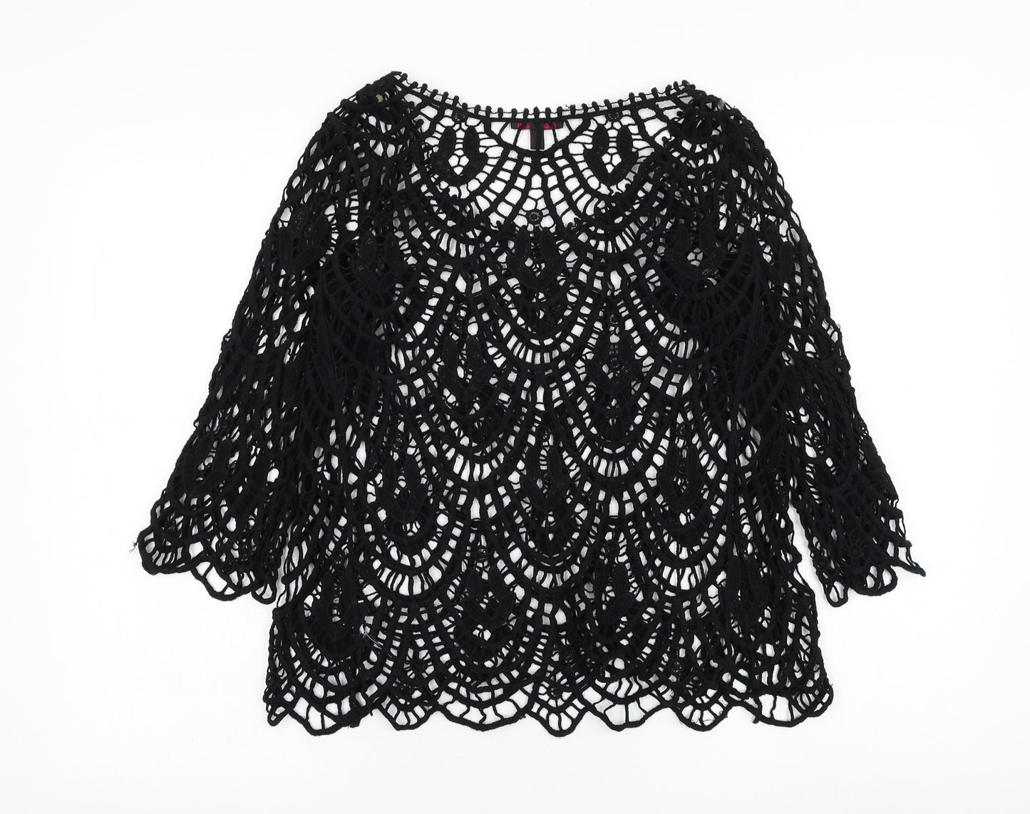 Mandi Womens Black Round Neck  Polyester Pullover Jumper Size 10
