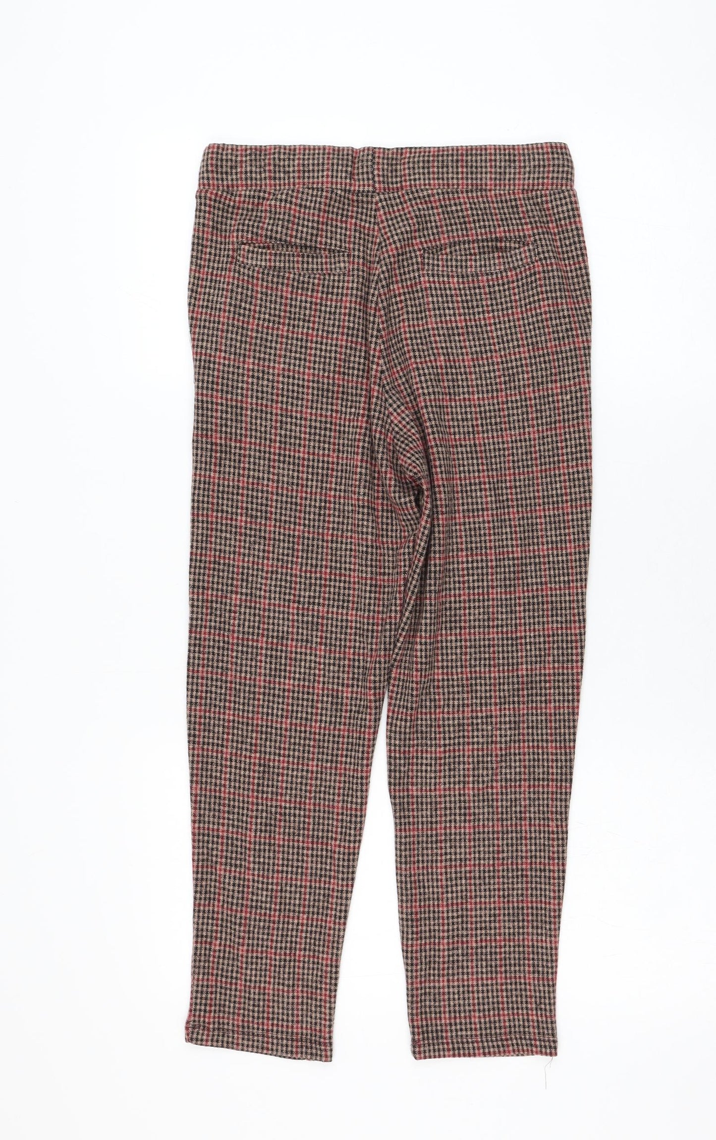 American Outfitters Womens Brown Check Polyester Jogger Trousers Size 12 L23 in Regular Drawstring
