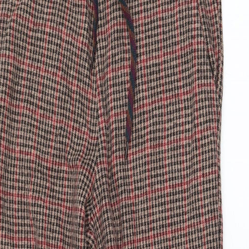 American Outfitters Womens Brown Check Polyester Jogger Trousers Size 12 L23 in Regular Drawstring