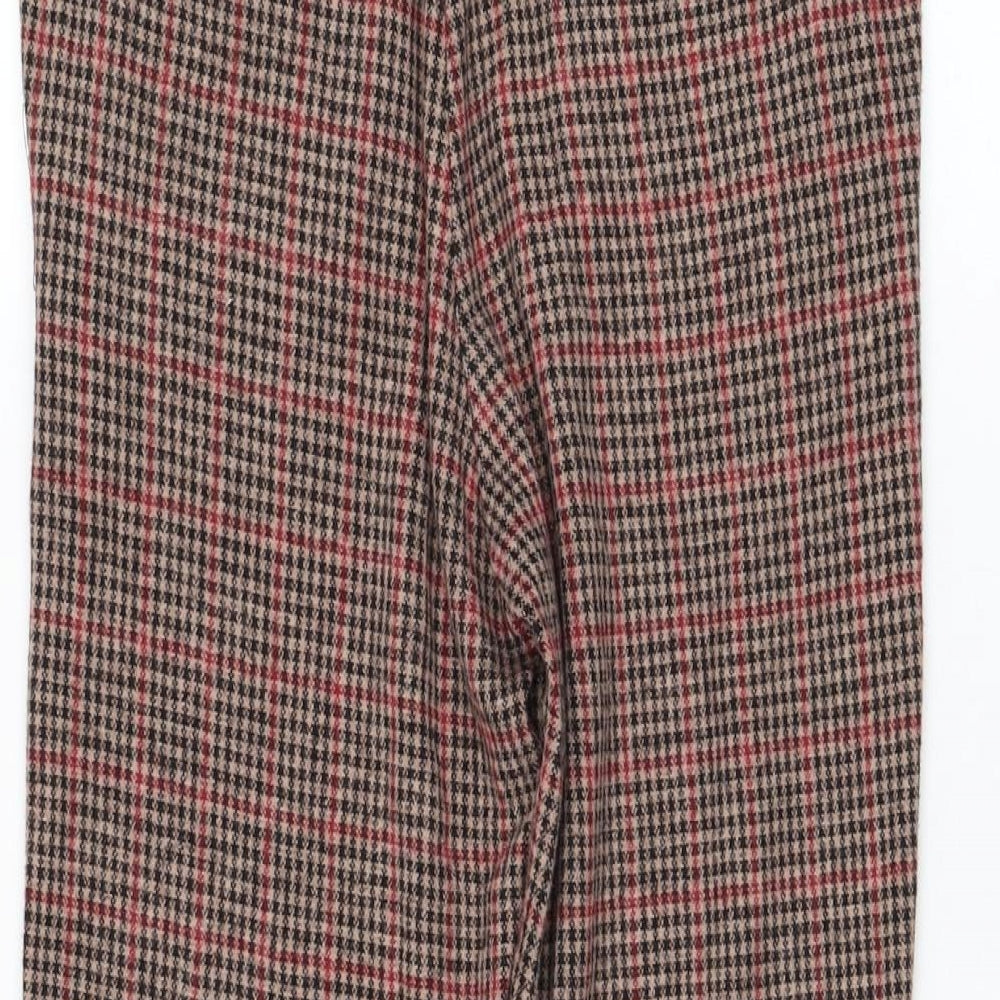 American Outfitters Womens Brown Check Polyester Jogger Trousers Size 12 L23 in Regular Drawstring