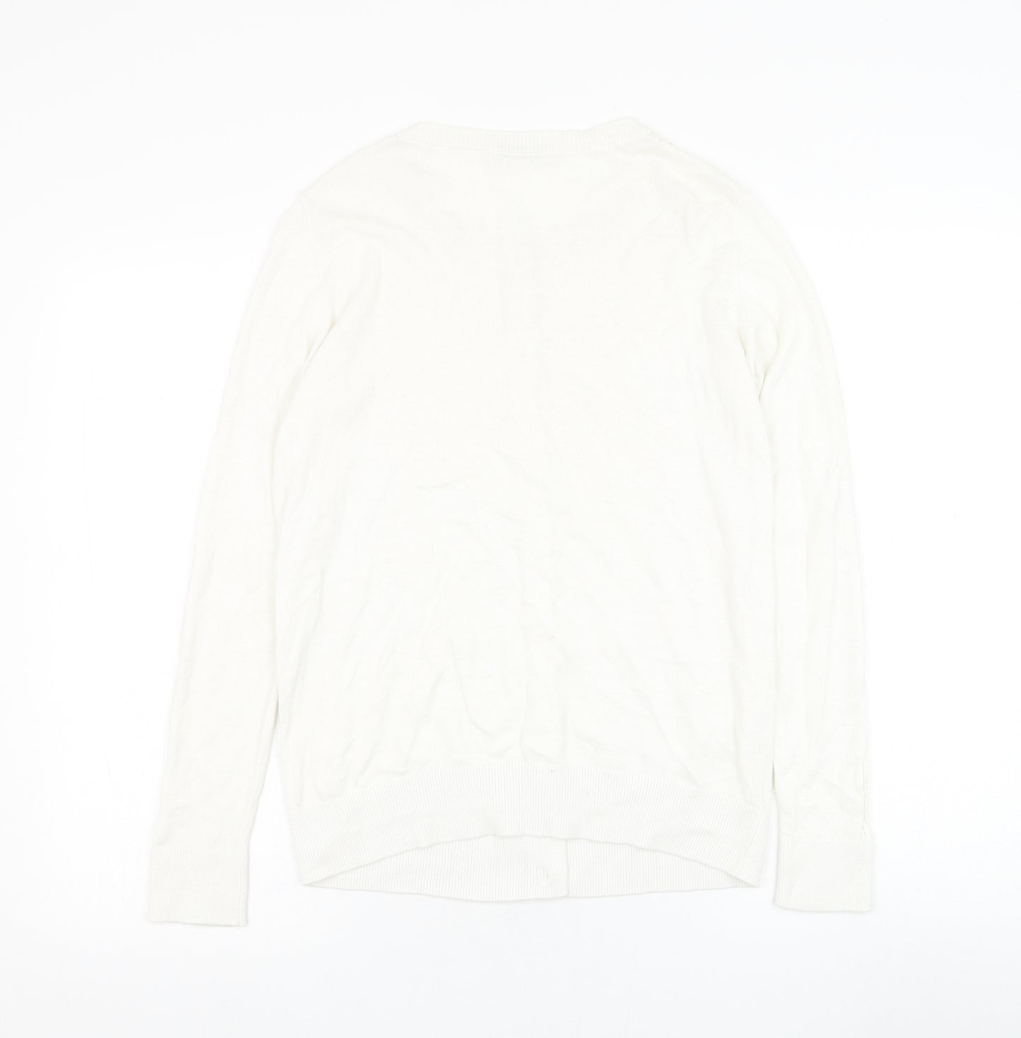 TU Womens White Round Neck  Polyester Cardigan Jumper Size 12