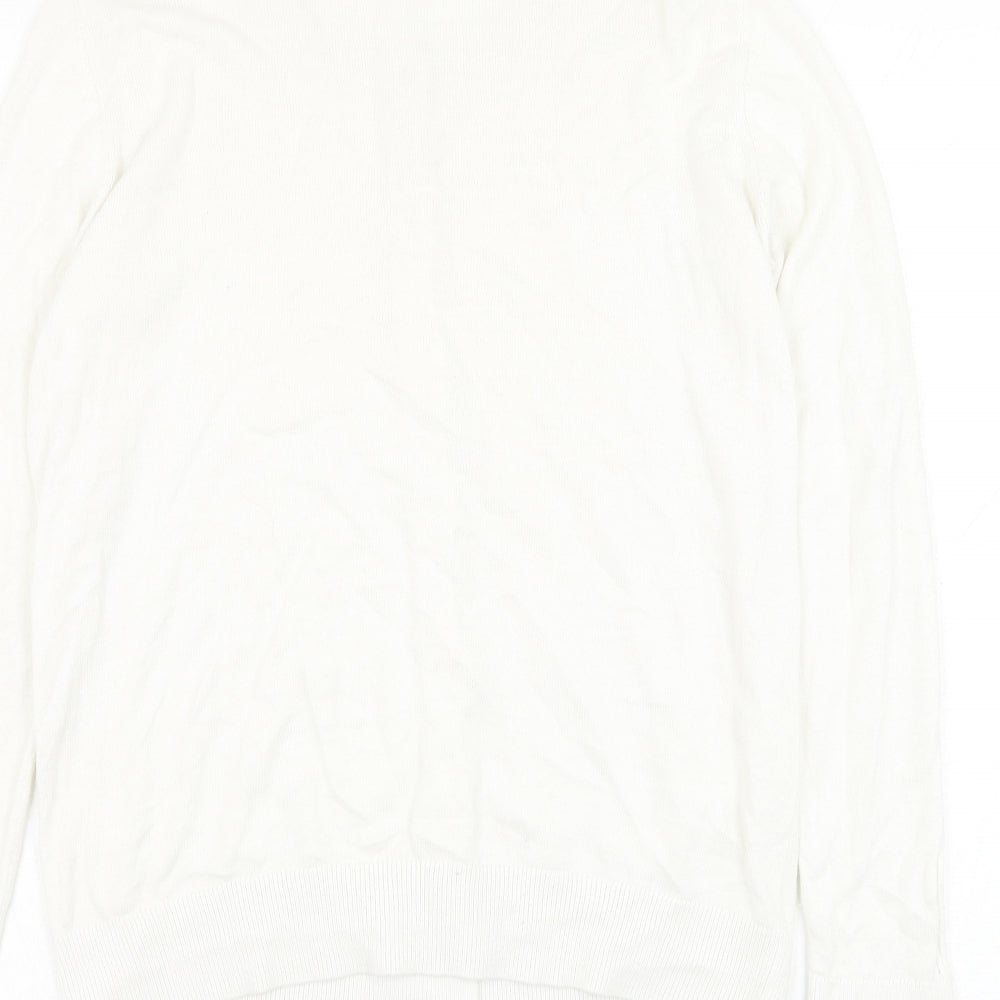TU Womens White Round Neck  Polyester Cardigan Jumper Size 12