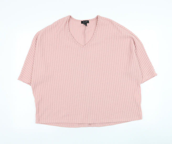 New Look Womens Pink Round Neck  Polyester Pullover Jumper Size S
