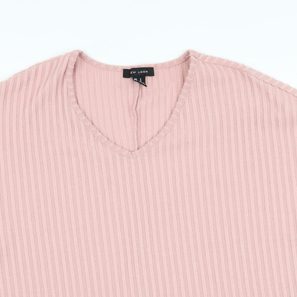 New Look Womens Pink Round Neck  Polyester Pullover Jumper Size S