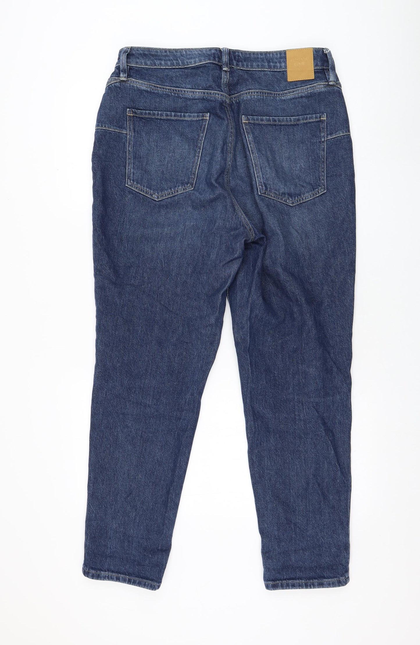 F&F Womens Blue  Cotton Straight Jeans Size 14 L28 in Regular Zip