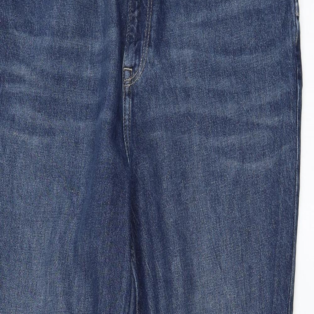 F&F Womens Blue  Cotton Straight Jeans Size 14 L28 in Regular Zip