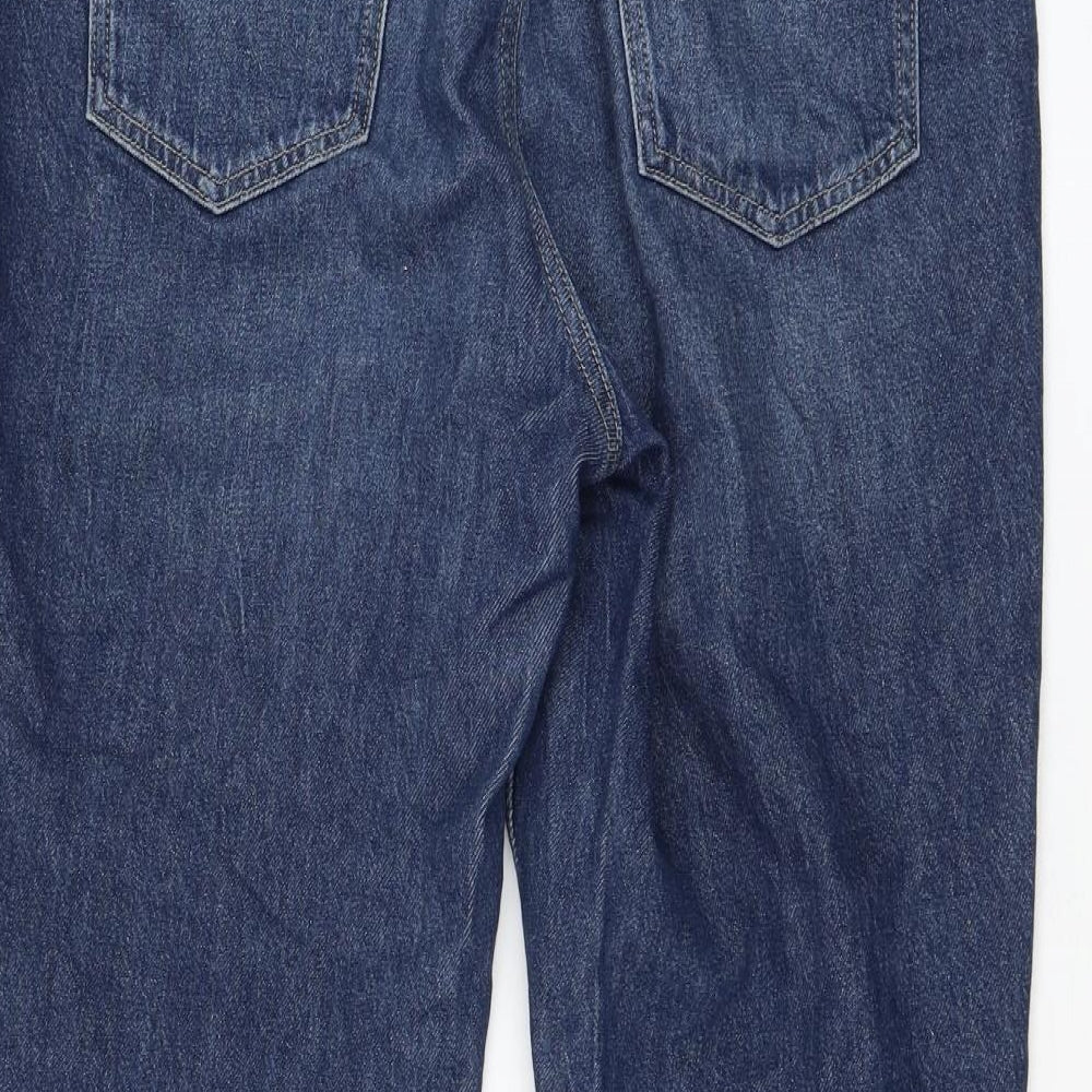 F&F Womens Blue  Cotton Straight Jeans Size 14 L28 in Regular Zip