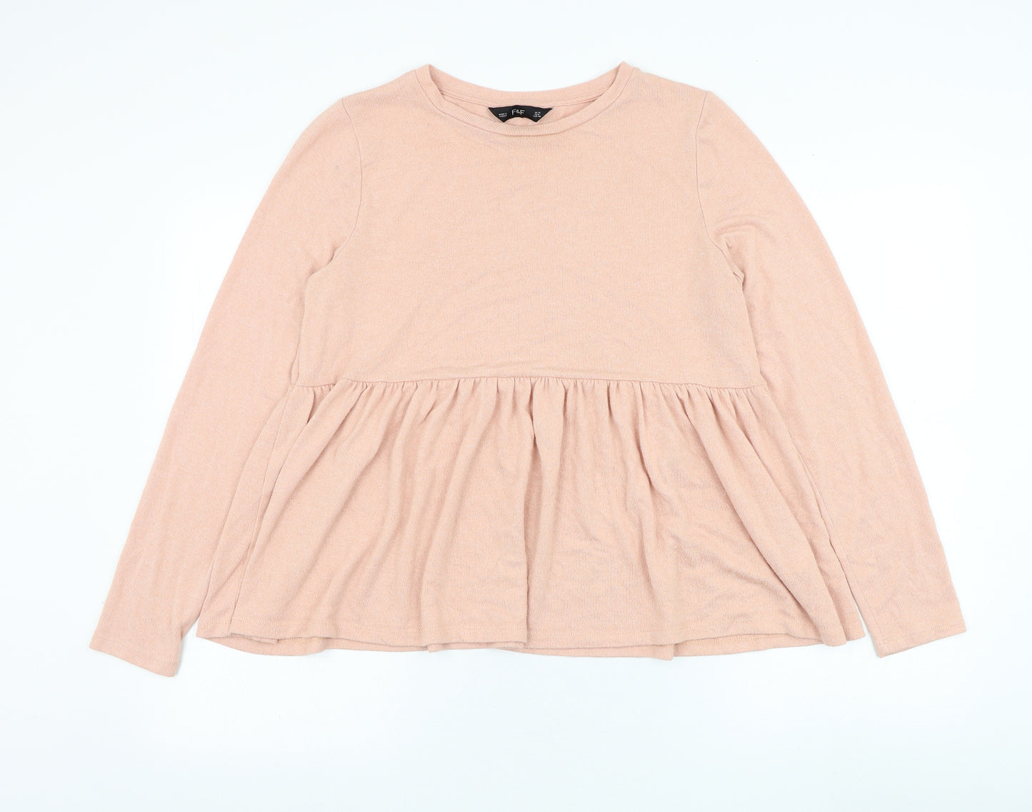 F&F Womens Pink Round Neck  Viscose Pullover Jumper Size 12