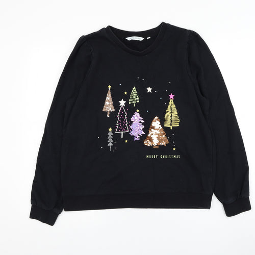 NEXT Womens Black  Cotton Pullover Sweatshirt Size 14  Pullover - Christmas
