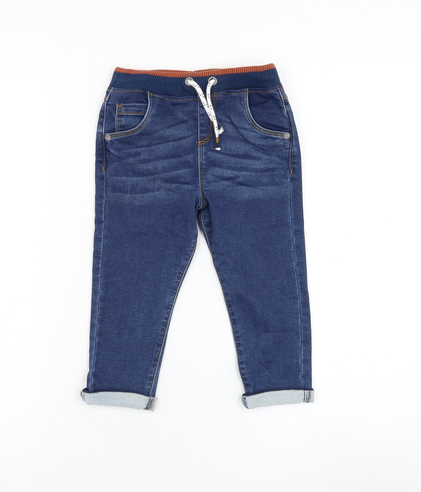 F&F Boys Blue  Cotton Capri Jeans Size 18-24 Months  Pullover