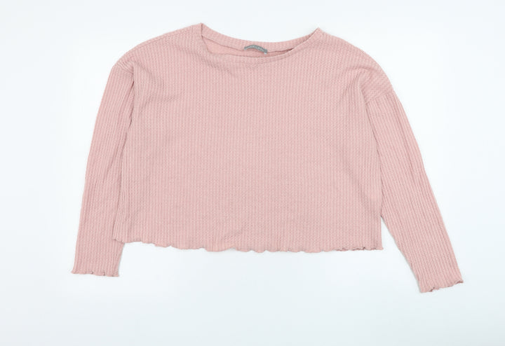 New Look Womens Pink Round Neck  Polyester Pullover Jumper Size M