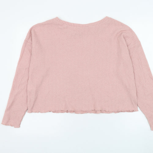 New Look Womens Pink Round Neck  Polyester Pullover Jumper Size M