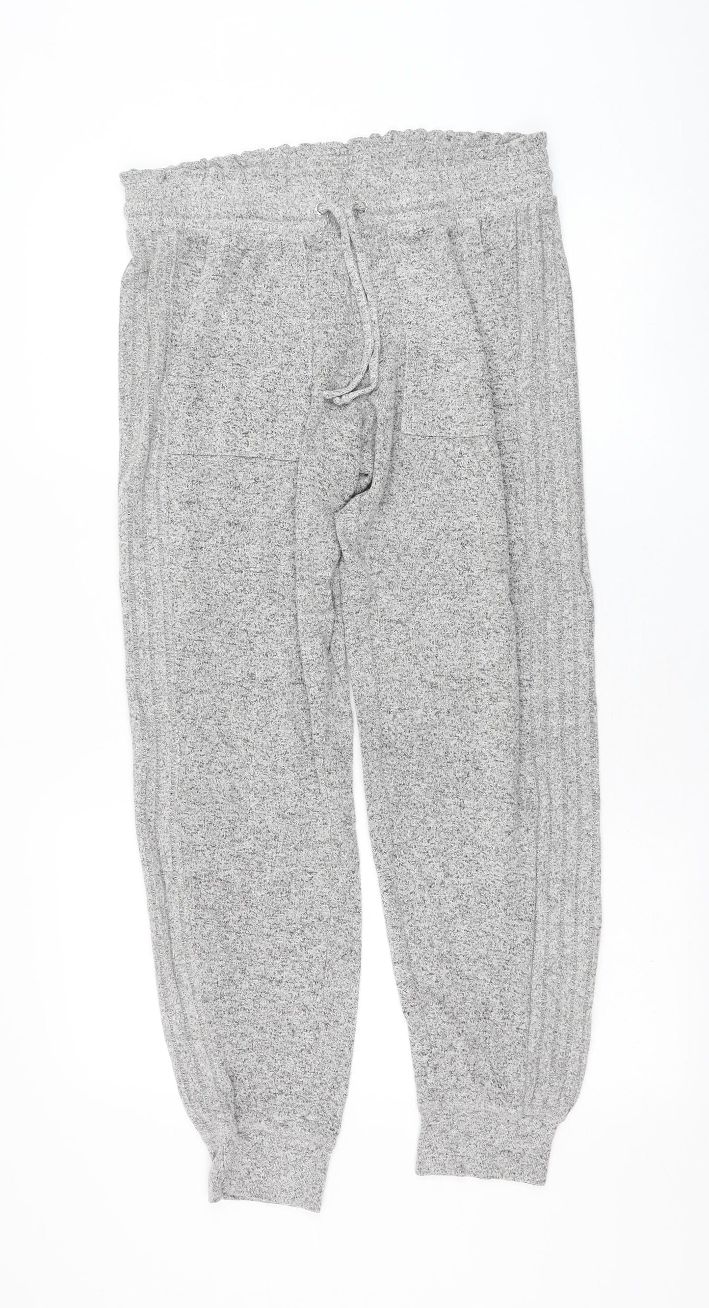 Marks and Spencer Womens Grey  Viscose Jogger Trousers Size 12 L29 in Regular Drawstring