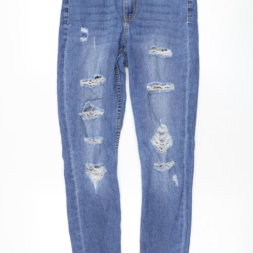 H&M Womens Blue  Cotton Skinny Jeans Size 8 L30 in Regular Zip