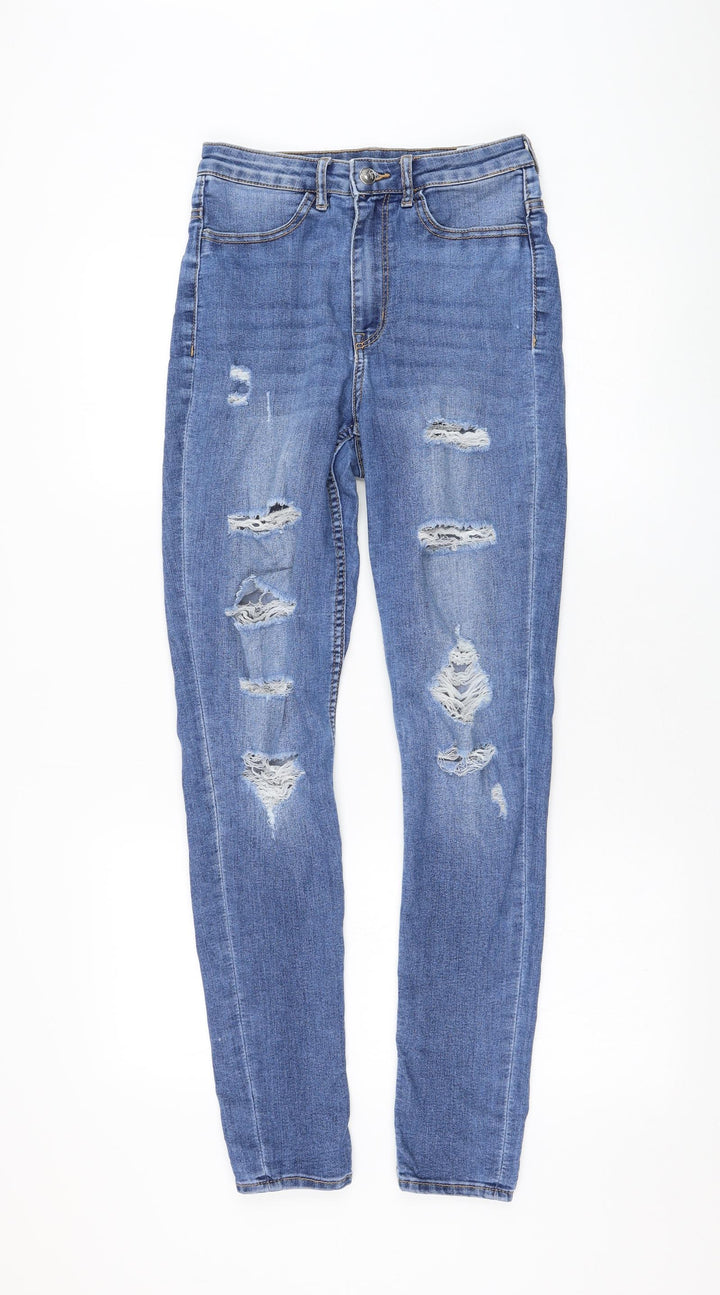H&M Womens Blue Cotton Skinny Jeans Size 8 L30 in Regular Zip