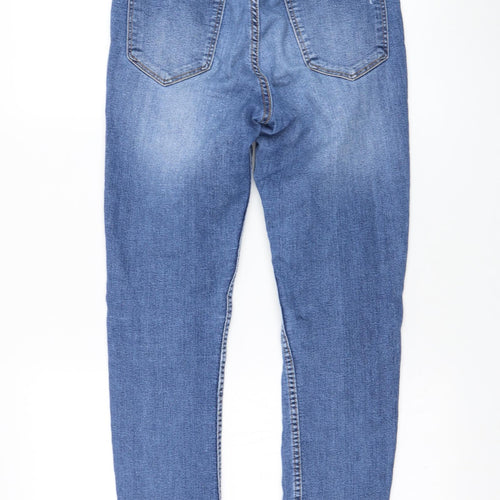 H&M Womens Blue  Cotton Skinny Jeans Size 8 L30 in Regular Zip