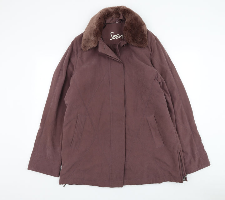 Soon Womens Purple Overcoat Coat Size 14 Zip