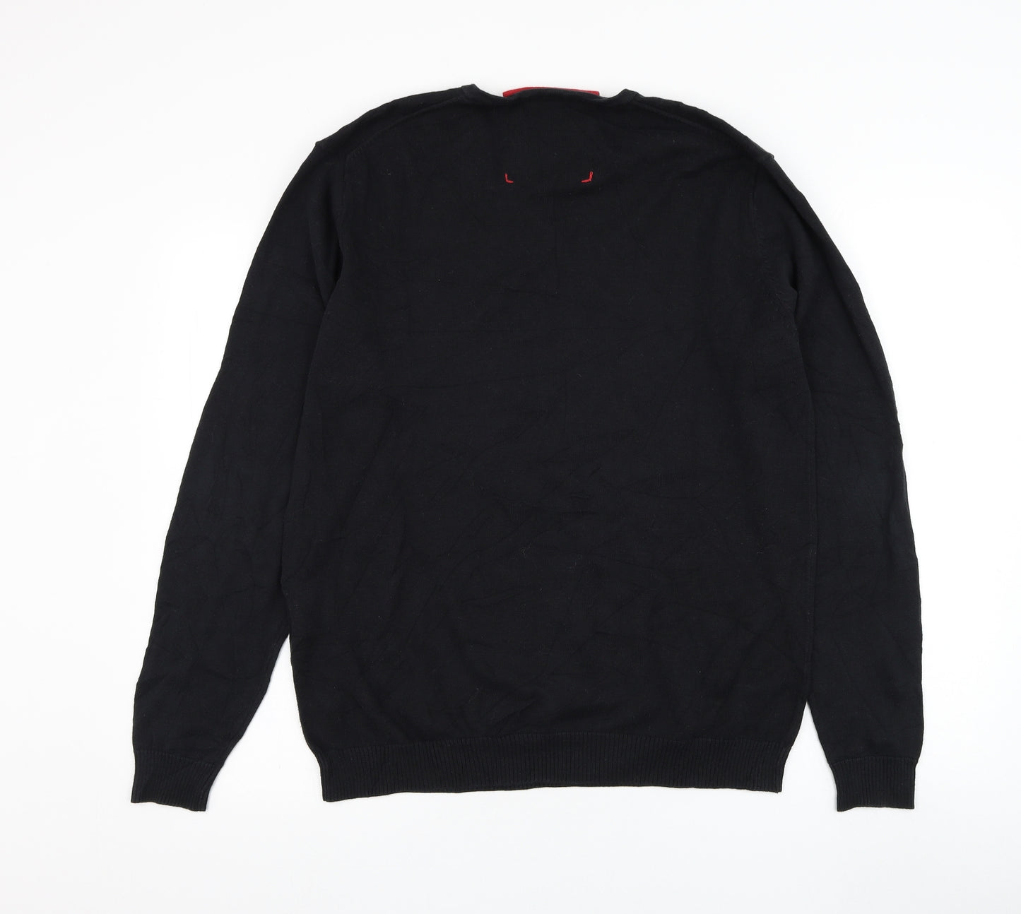 Luke Roper Mens Black Round Neck  Cotton Pullover Jumper Size XL