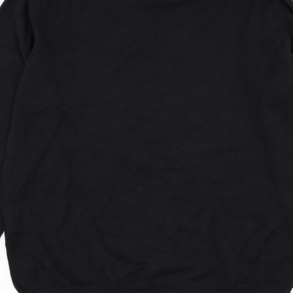Luke Roper Mens Black Round Neck  Cotton Pullover Jumper Size XL