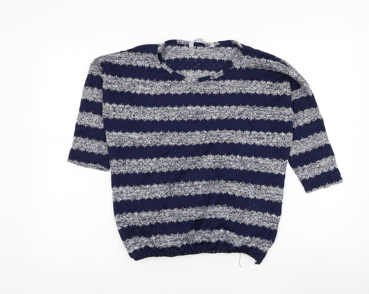 Red Herring Womens Blue Round Neck Striped Polyester Pullover Jumper Size 12