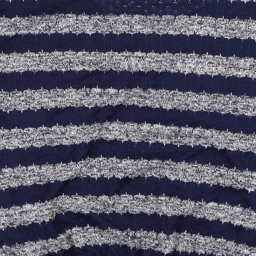 Red Herring Womens Blue Round Neck Striped Polyester Pullover Jumper Size 12