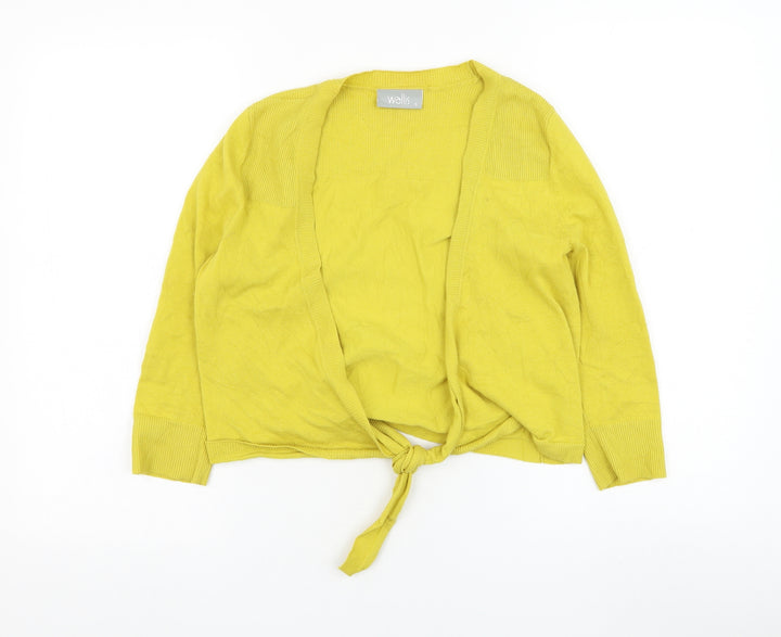 Wallis Womens Yellow V-Neck  Cotton Cardigan Jumper Size S