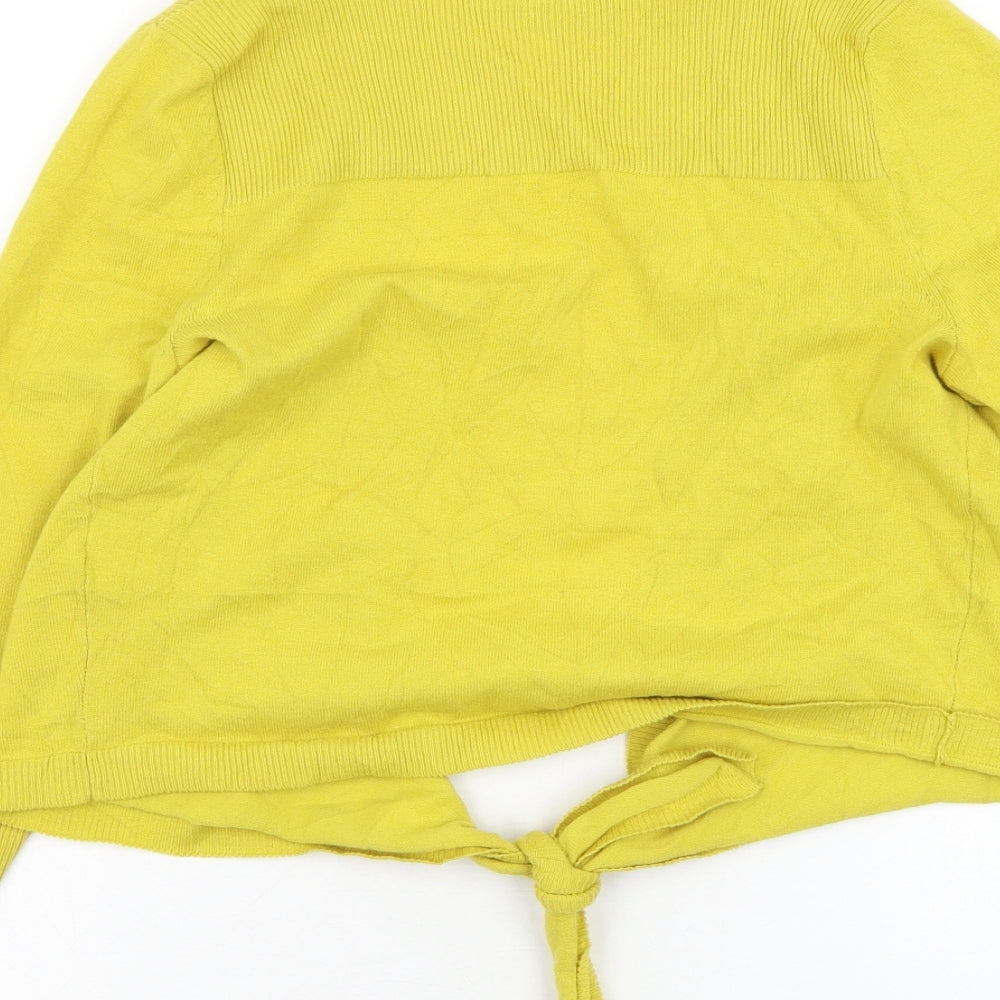 Wallis Womens Yellow V-Neck  Cotton Cardigan Jumper Size S