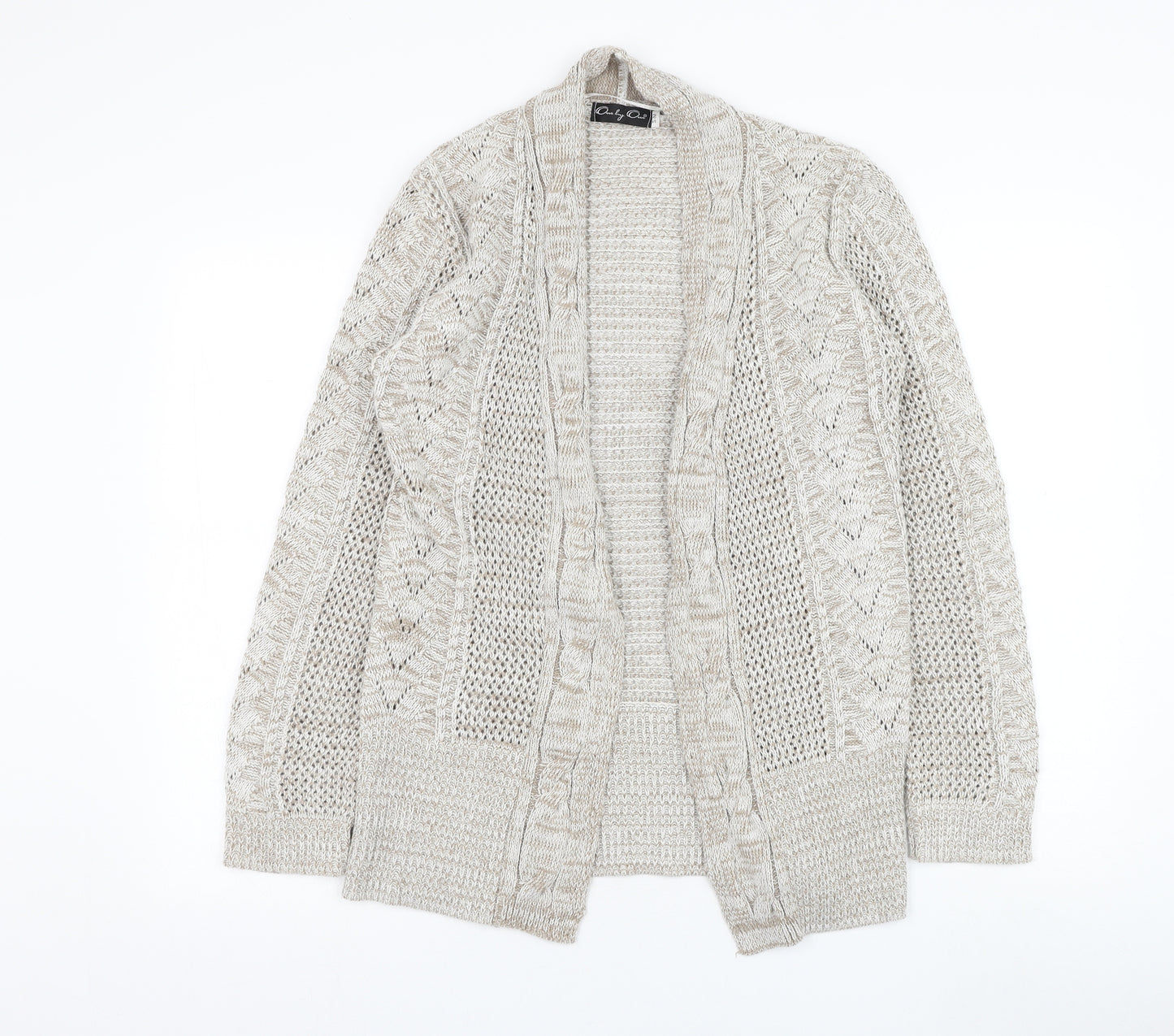 One By One Womens Beige Square Neck  Polyester Cardigan Jumper Size S