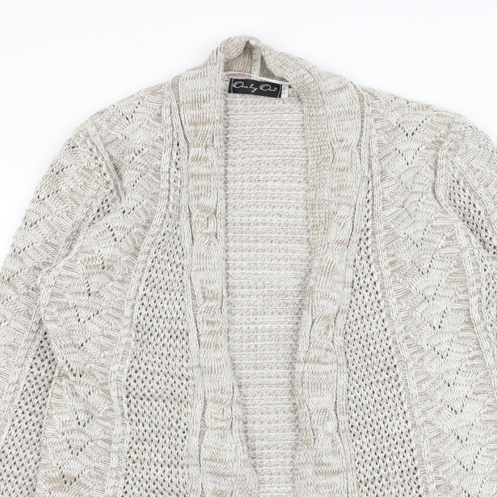 One By One Womens Beige Square Neck  Polyester Cardigan Jumper Size S
