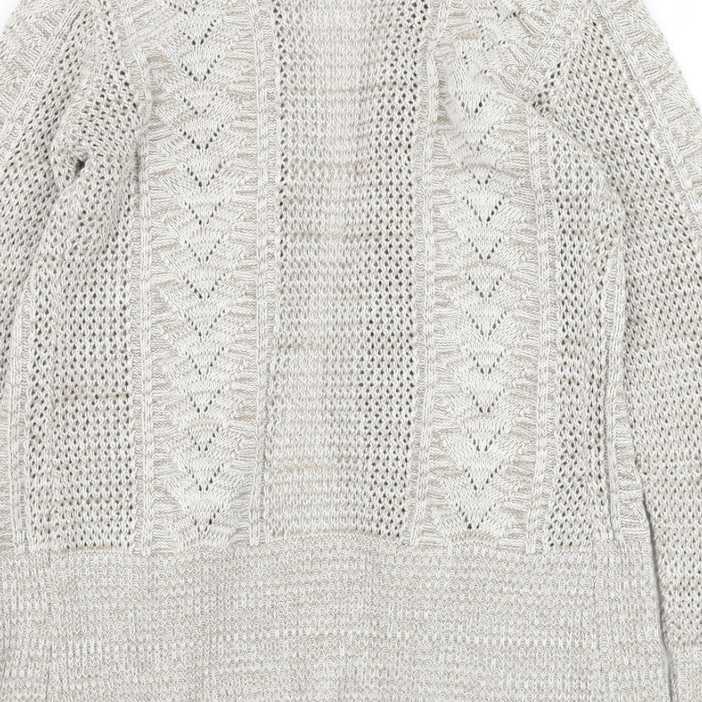 One By One Womens Beige Square Neck  Polyester Cardigan Jumper Size S