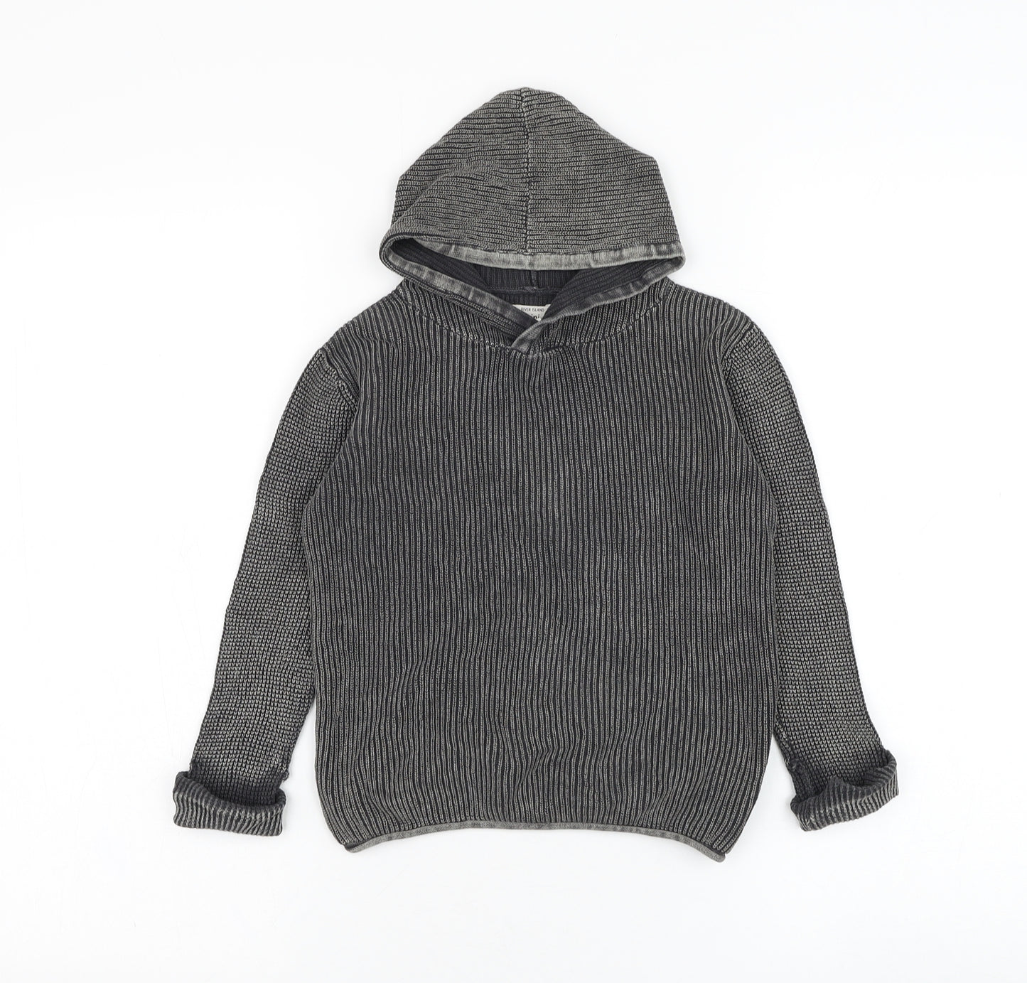 River Island Boys Grey  Cotton Pullover Hoodie Size 2-3 Years  Pullover