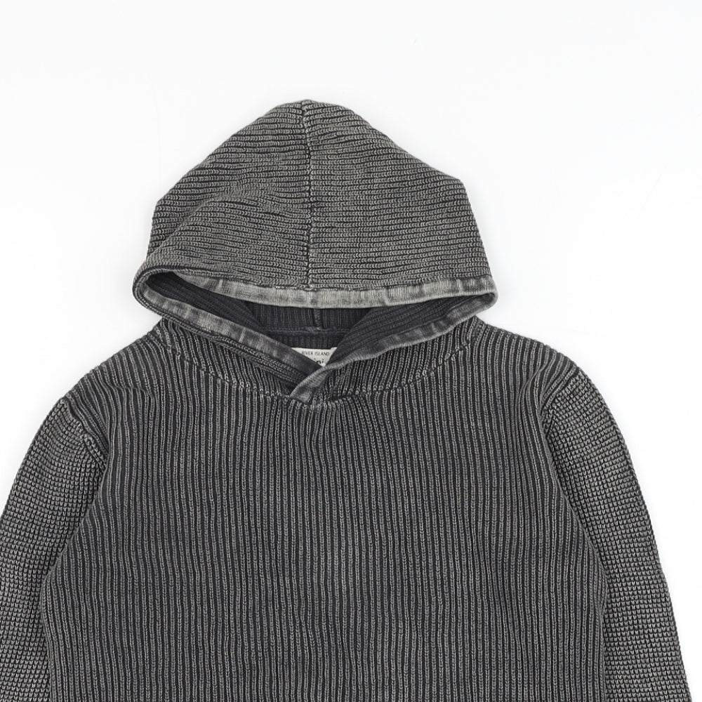 River Island Boys Grey  Cotton Pullover Hoodie Size 2-3 Years  Pullover