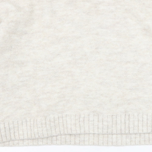 Divided by H&M Womens Ivory Round Neck  Acrylic Pullover Jumper Size L