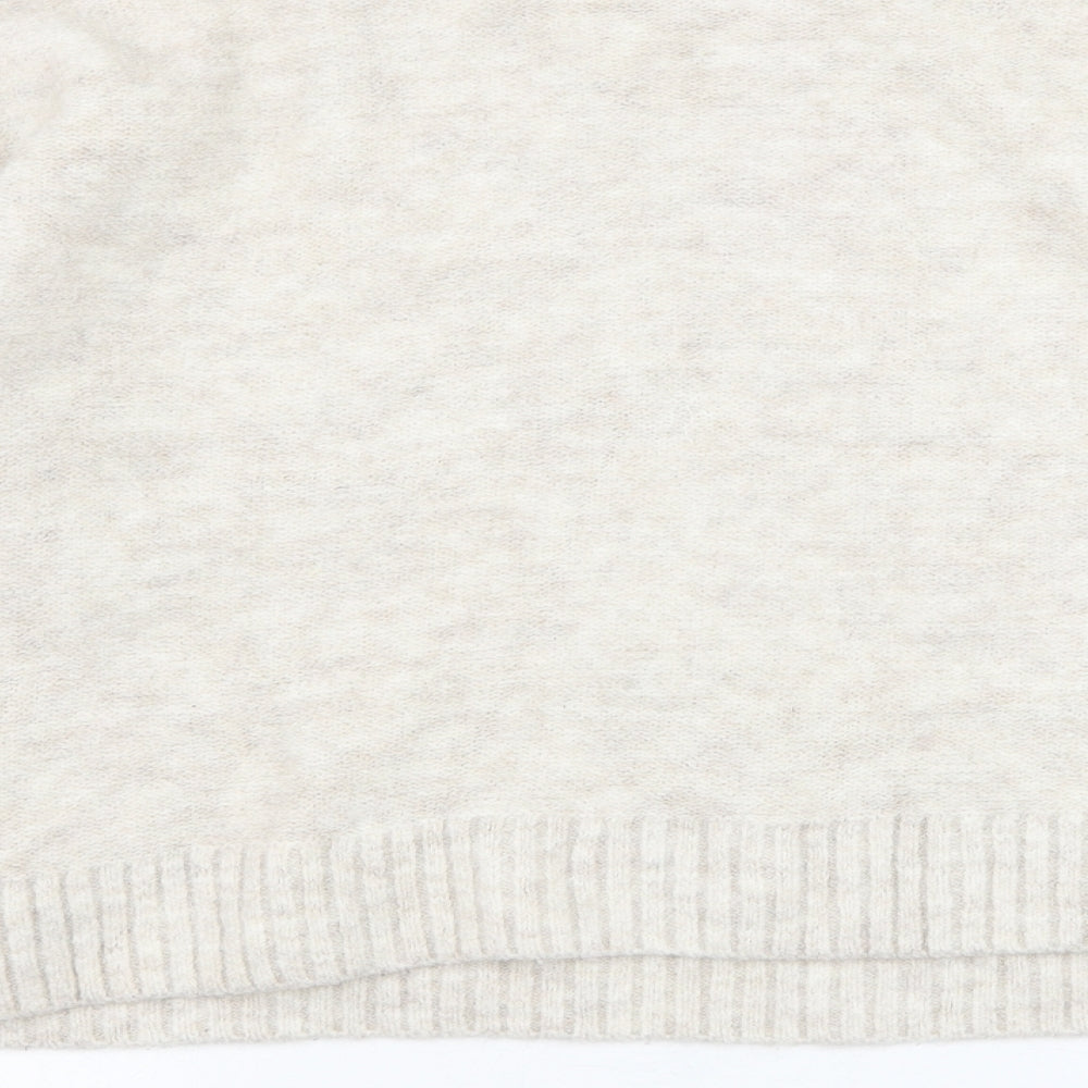 Divided by H&M Womens Ivory Round Neck  Acrylic Pullover Jumper Size L