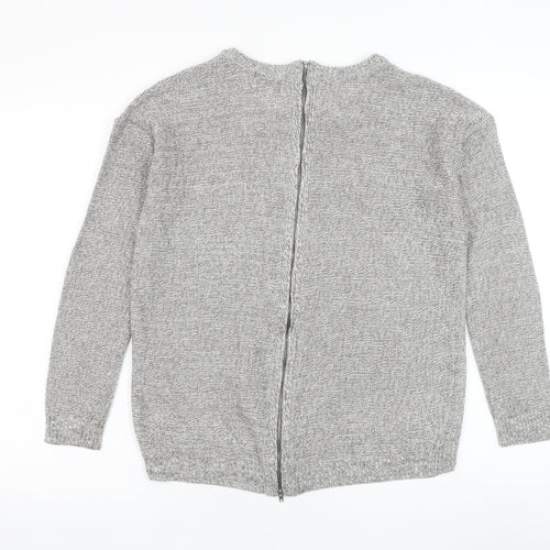 Papaya Womens Grey Round Neck  Acrylic Pullover Jumper Size S