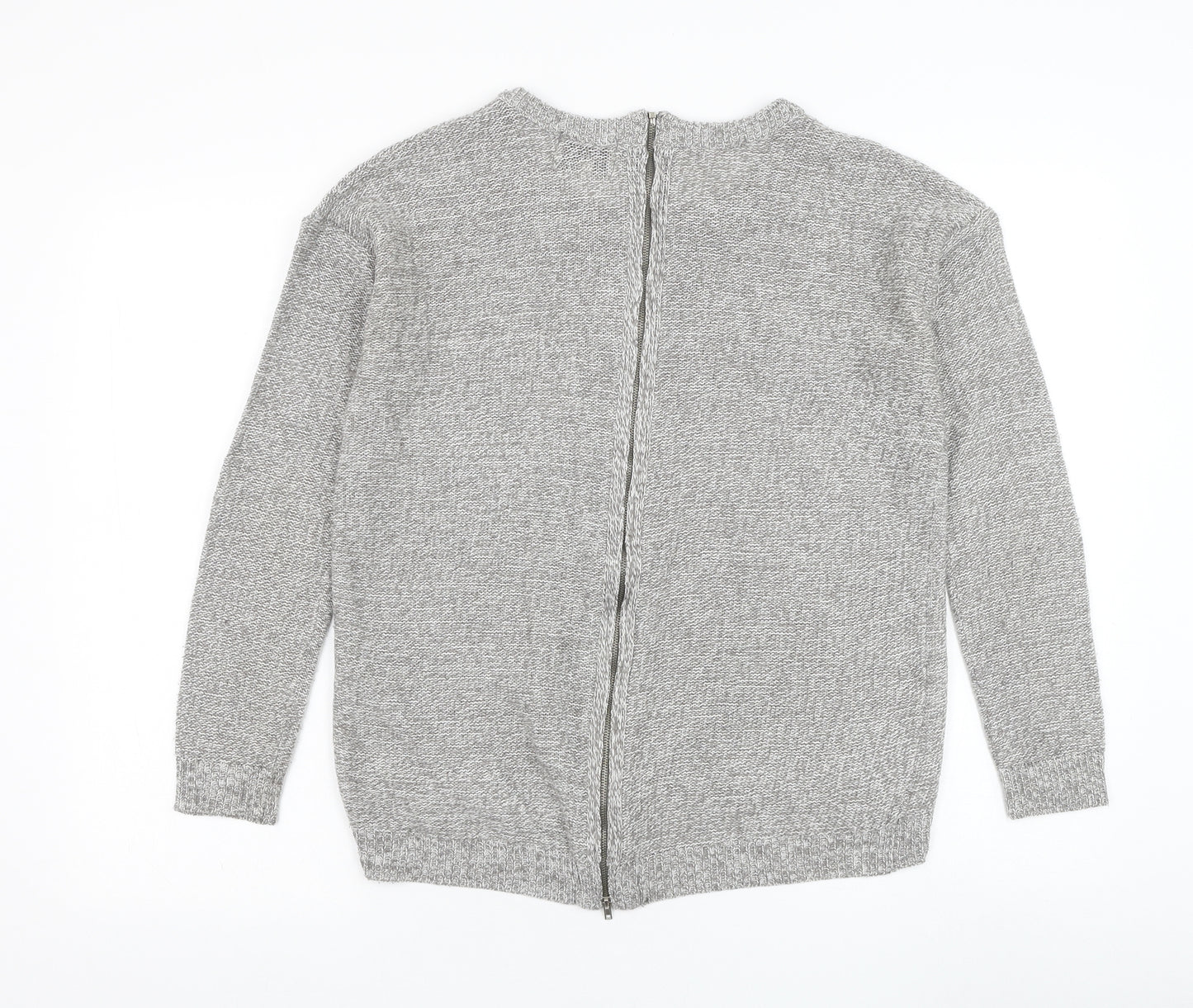 Papaya Womens Grey Round Neck  Acrylic Pullover Jumper Size S